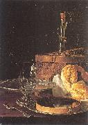 Melendez, Luis Eugenio Still-Life with a Box of Sweets and Bread Twists Sweden oil painting artist